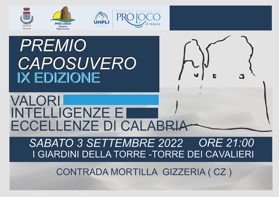 CALABRIA. GIZZERIA. IL 3 SETTEMBRE LA IX EDIZIONE DEL “PREMIO CAPOSUVERO”