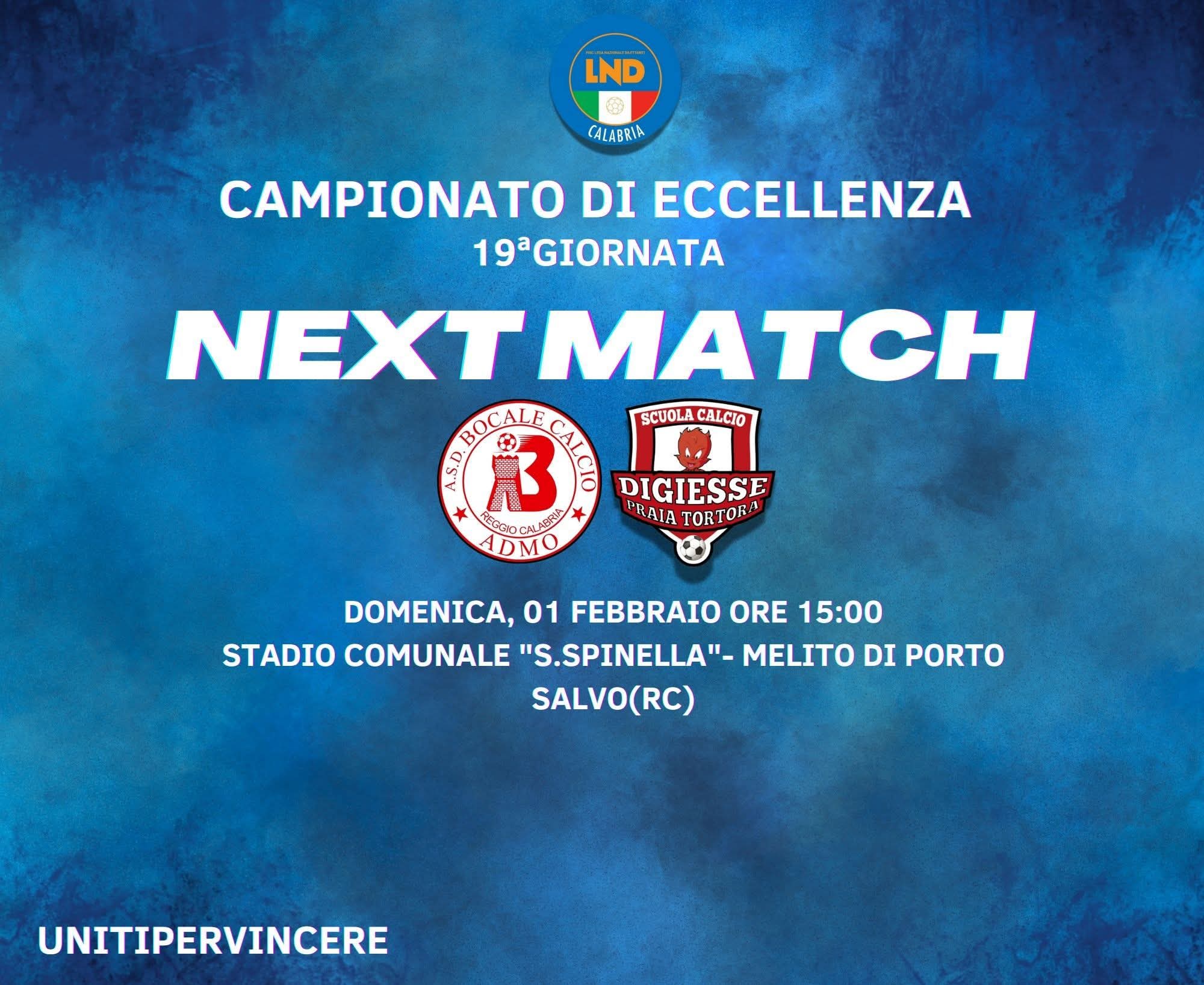 Calcio: DigiessePraiaTortora in trasferta contro il Bocale Admo